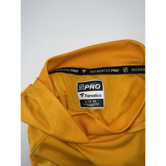 Men's Fanatics Gold Nashville Predators Authentic Pro Rink Pullover Hoodie - Picture 5 of 10